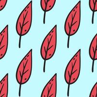 Willow leaves seamless pattern. Scandinavian texture in doodle style. Fall pattern with Autumn leaves. Hand drawn autumn Leaf of willow. Illustration in Doodle style. vector