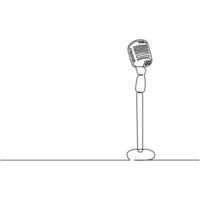 Hand-drawn microphone single line drawing. Microphone outline background. vector