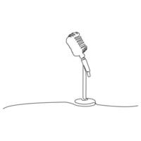 Microphone single line drawing. Microphone outline background vector
