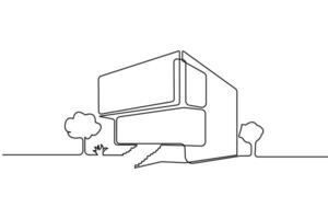 Simple modern house continuous one-line art drawing. vector