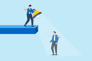 Recruiter using spotlight to highlight best candidate identifying top talent and focused recruitment vector