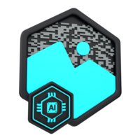 3d minimal artificial intelligence concept. Artificial Intelligence Photo. AI chip with image icon. 3d illustration png
