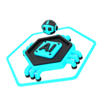 3d minimal artificial intelligence concept. Artificial Intelligence Robot Chip. AI chip with a robotic head. 3d illustration png