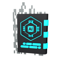 3d minimal artificial intelligence concept. Artificial Intelligence Book. AI chips with books. 3d illustration png