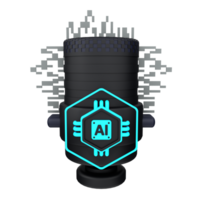 3d minimal artificial intelligence concept. Artificial Intelligence Voice. AI chip with microphone. 3d illustration png
