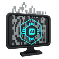 3d minimal artificial intelligence concept. Artificial Intelligence Computer. AI chip with computer. 3d illustration png