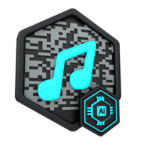 3d minimal artificial intelligence concept. Artificial Intelligence Music. AI chip with tone icon. 3d illustration png