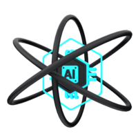 3d minimal artificial intelligence concept. Artificial Intelligence Learning. AI chip with three circles. 3d illustration png