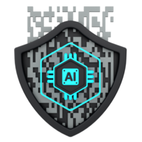3d minimal artificial intelligence concept. Artificial Intelligence Shield. AI chip with shield. 3d illustration png