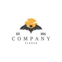 Bat logo design simple halloween bat black silhouette illustration design template vector