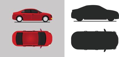 car in different view Side front back and top view silhouette flat illustration vector