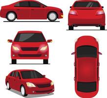 Car in different view. Front, back, top and side car Flat illustration vector