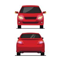 a red sedan car in front and back view flat illustration vector