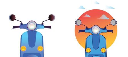 close-up front view of scooter on white background illustration vector