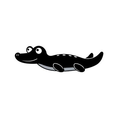 Black Caiman swims icon illustration