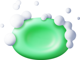 3D soap bar with foam and bubbles png