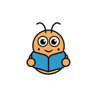 Biscuit Beetle bug reading icon illustration vector