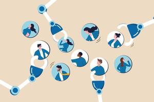 Advertising target group, marketing focus group, target audience, customer or client management, CRM or HR manage staff or employee concept, automation robotic arm AI managing people for target group. vector