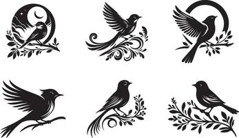 High-Quality Bird Silhouette Art with White Background vector