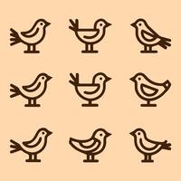 Bird icons set. Outline illustration of 9 bird icons for web vector