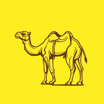 imagen de un camello en un amarillo antecedentes. lado ver vector