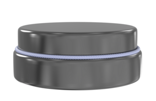 a black jar with a blue lid on a transparent background png