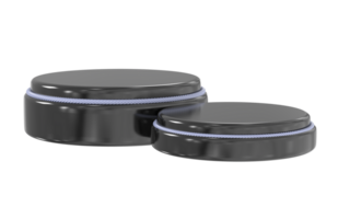 two black containers with lids on a transparent background png