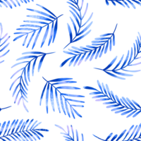 Botanical pattern with blue branches. Hand drawn seamless pattern on isolated background png