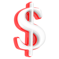 Red Number with White 3D Rendering Dollar png