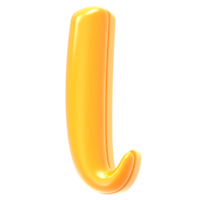 l Font Yellow 3D Rendering png