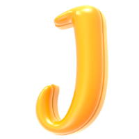 j Font Yellow 3D Rendering png