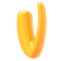 v Font Yellow 3D Rendering png