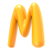 M Font Yellow 3D Render png