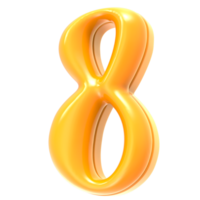 8 Number Yellow 3D Render png