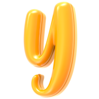 Y Font Yellow 3D Render png