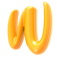 w Font Yellow 3D Rendering png
