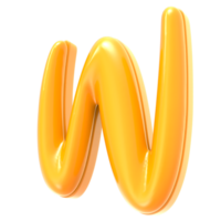 W Font Yellow 3D Render png