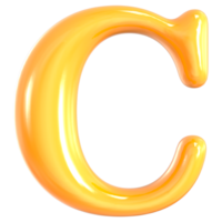 Yellow Font C 3D Render png