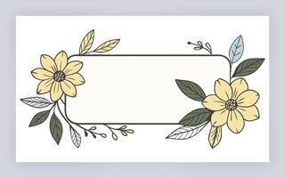 a blank card with flowers and leaves vector