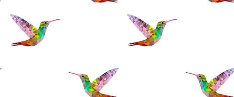 Seamless Pattern with Colorful Flying Hummingbirds Made of Triangular Shapes vector