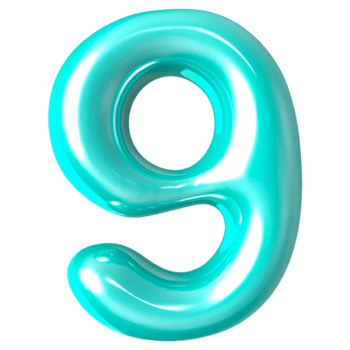 número 9 3d render png