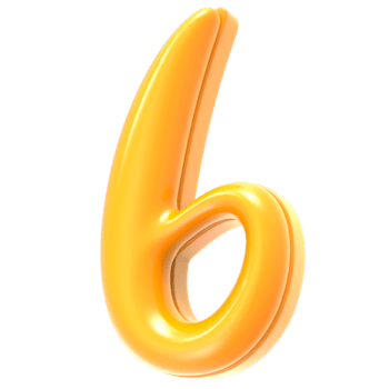 6 número amarelo 3d render png