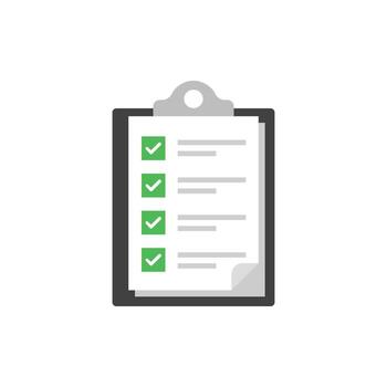 Clipboard with checklist icon in flat style. Planning and organization of work illustration on isolated background. Document sign business concept. vector