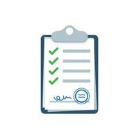 Clipboard with checklist icon in flat style. Planning and organization of work illustration on isolated background. Document sign business concept. vector