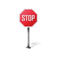 Stop sign icon in flat style. Traffic control illustration on isolated background. Attention sign business concept. vector