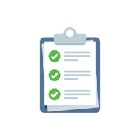 Clipboard with checklist icon in flat style. Planning and organization of work illustration on isolated background. Document sign business concept. vector