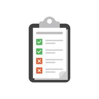Clipboard with checklist icon in flat style. Planning and organization of work illustration on isolated background. Document sign business concept. vector