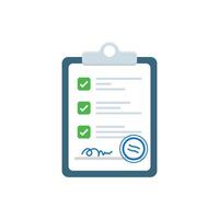 Clipboard with checklist icon in flat style. Planning and organization of work illustration on isolated background. Document sign business concept. vector