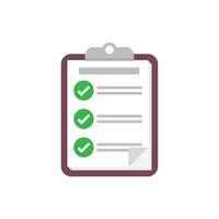 Clipboard with checklist icon in flat style. Planning and organization of work illustration on isolated background. Document sign business concept. vector