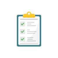 Clipboard with checklist icon in flat style. Planning and organization of work illustration on isolated background. Document sign business concept. vector